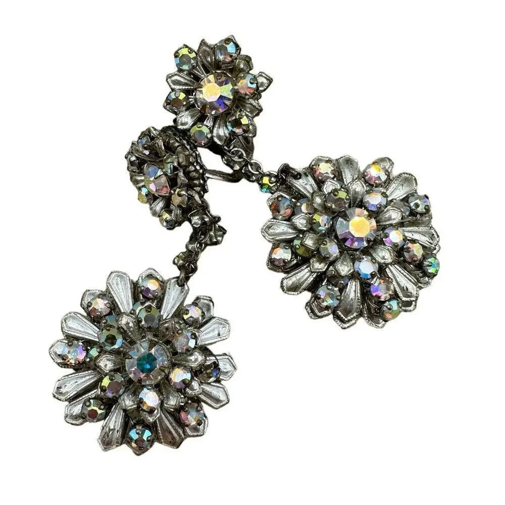 Vintage Miriam Haskell Opal 1960s Starburst Chandelier Earrings